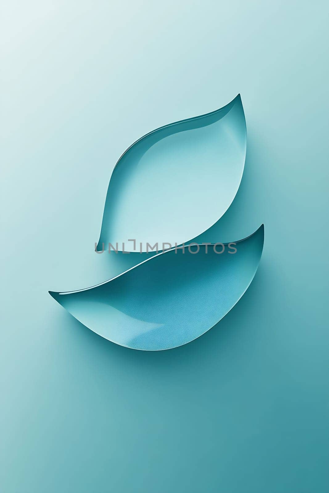Two curved shapes in soft blue tones are arranged artistically against a light background, creating a serene and minimalist aesthetic.