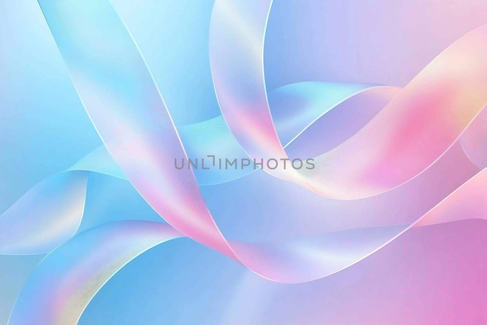 Softly colored ribbons intertwine against a delicate pastel backdrop, creating a sense of motion and tranquility in the setting.