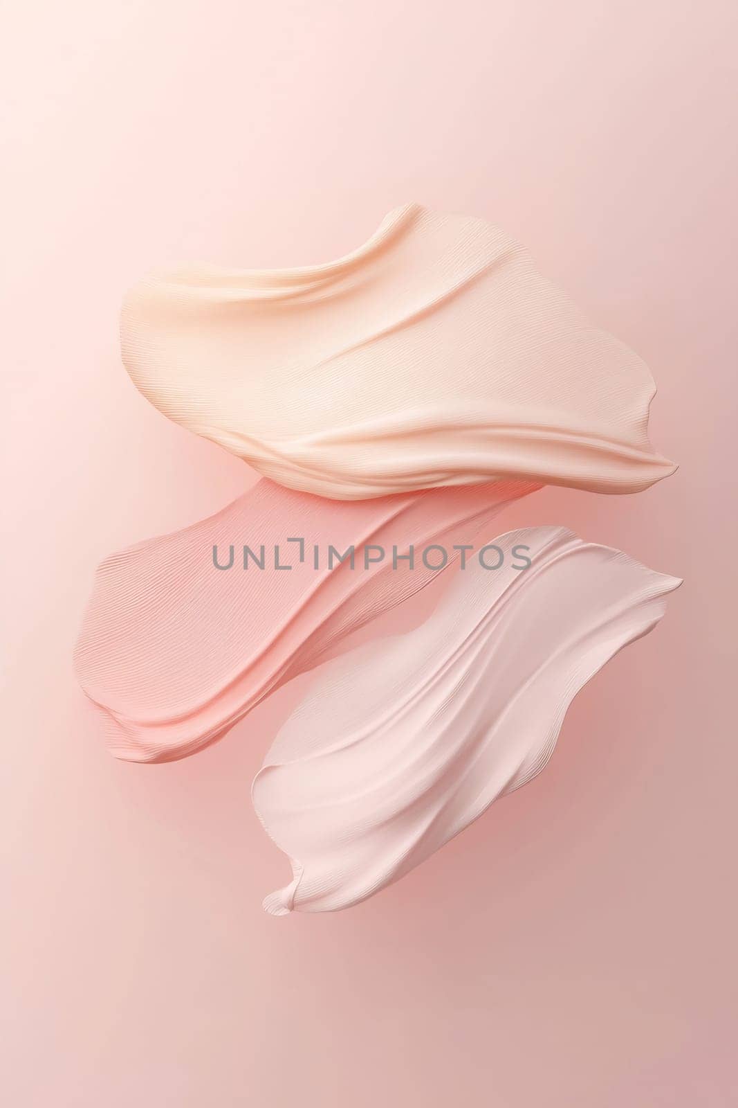 Delicate layers of soft fabric in blush and cream tones create a soothing visual experience against a muted background.