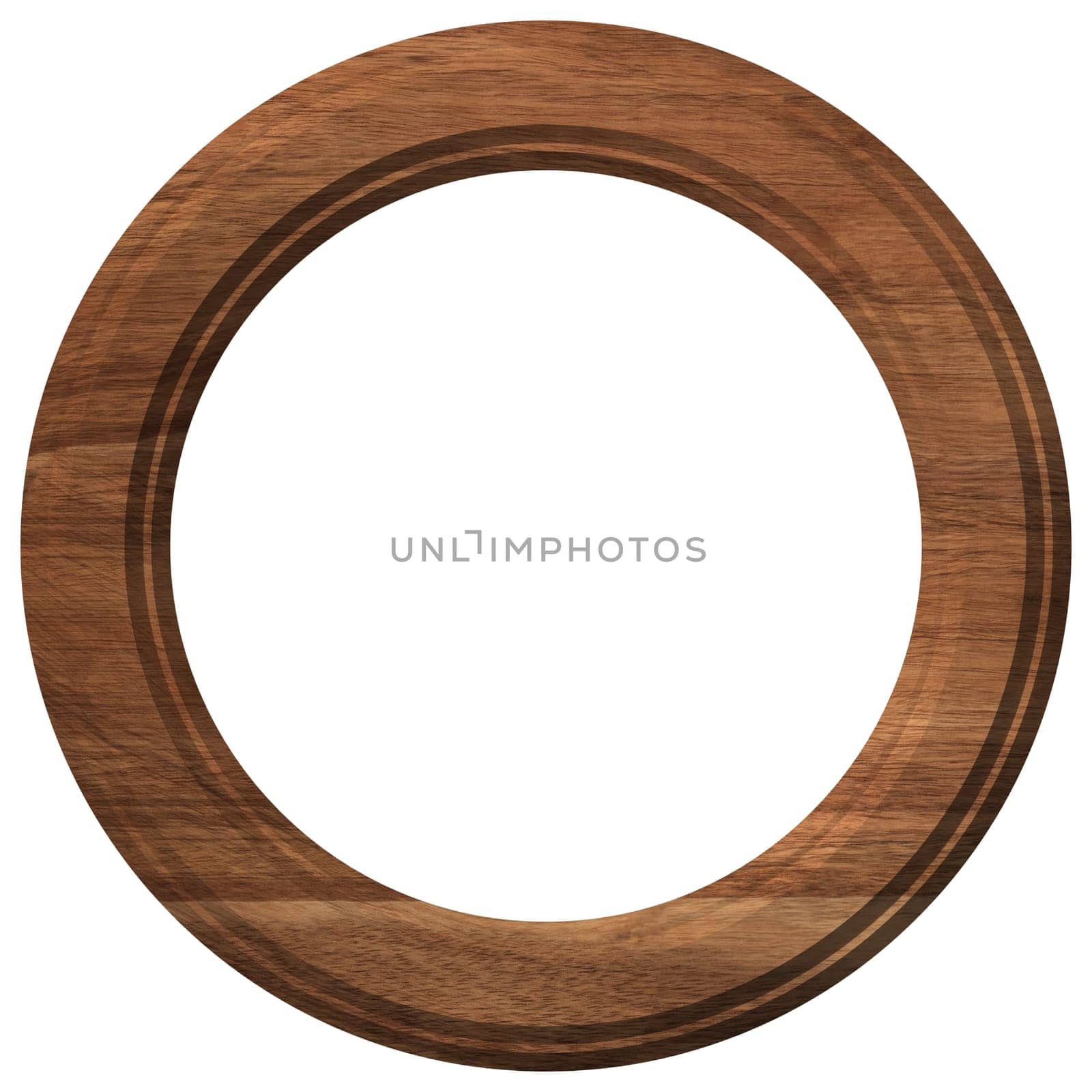 Empty oak round frame for photos and painting
