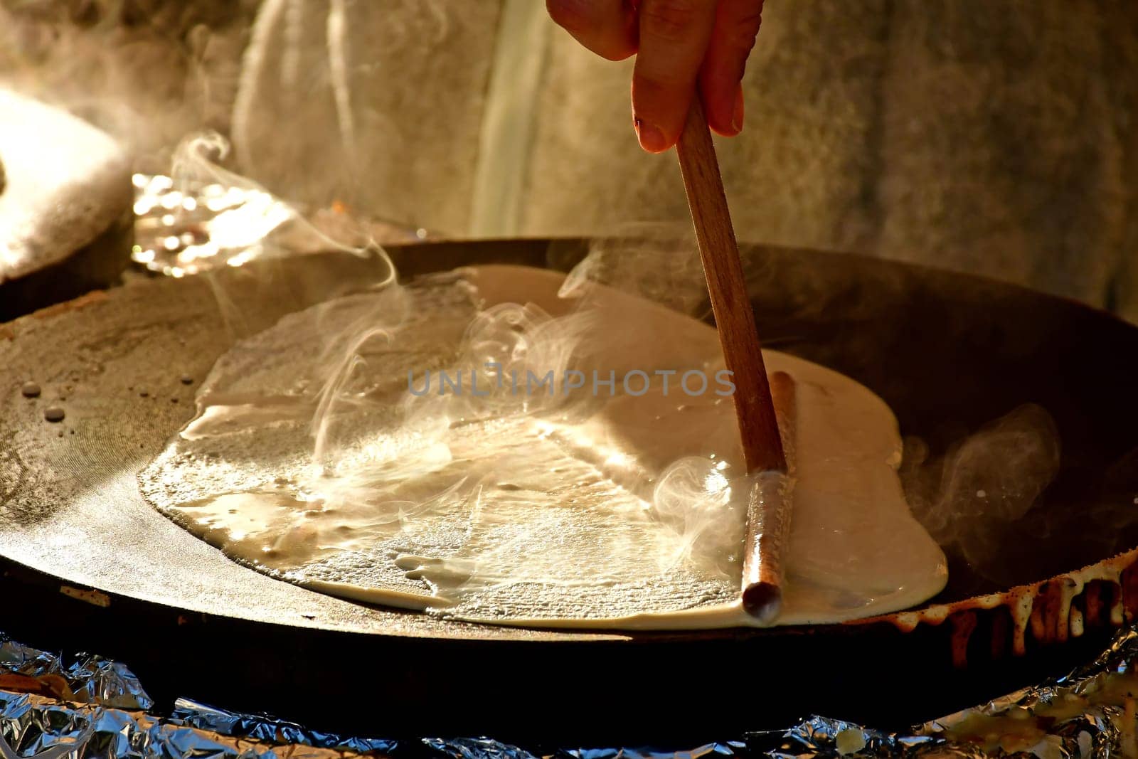 preparation of crepes at a German Christmas market