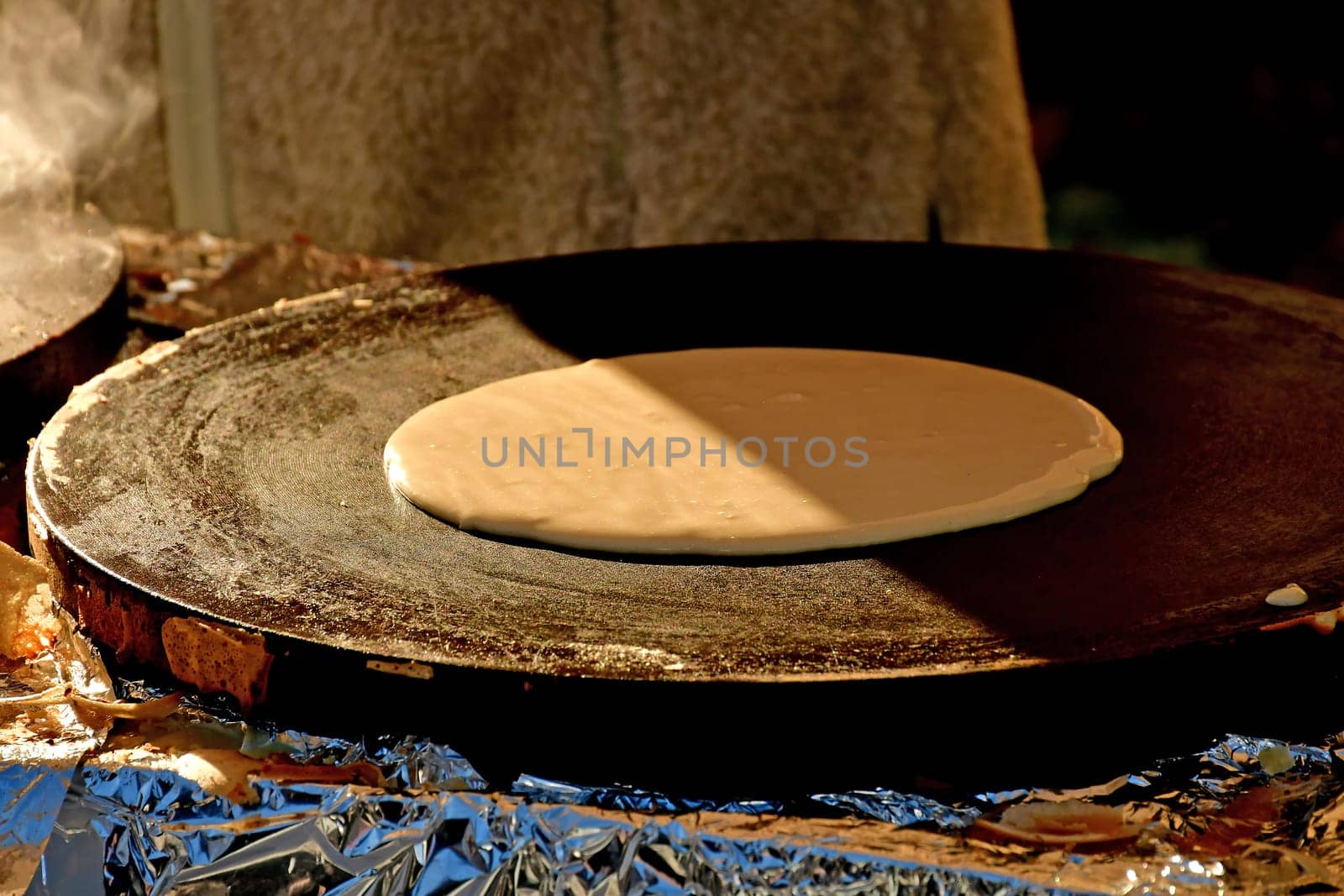 preparation of crepes at a German Christmas market