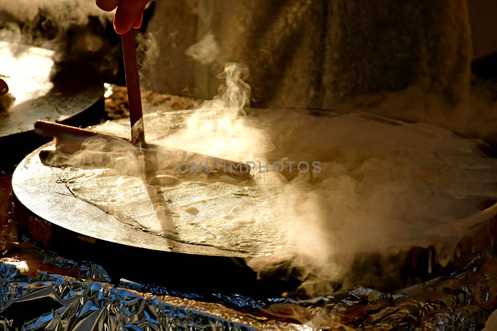 preparation of crepes at a German Christmas market