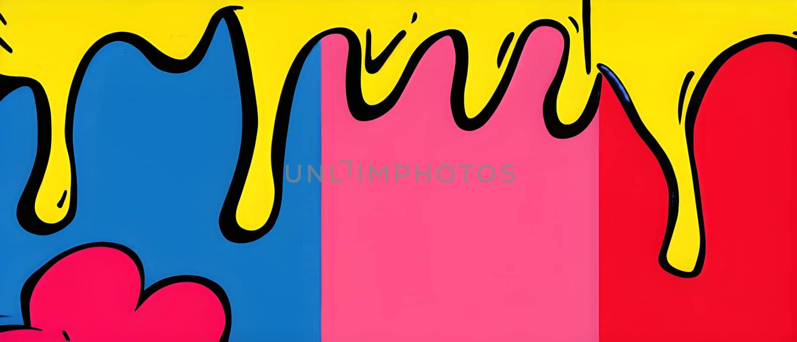 pop art wallpaper background in blue, yellow, pink and red hues