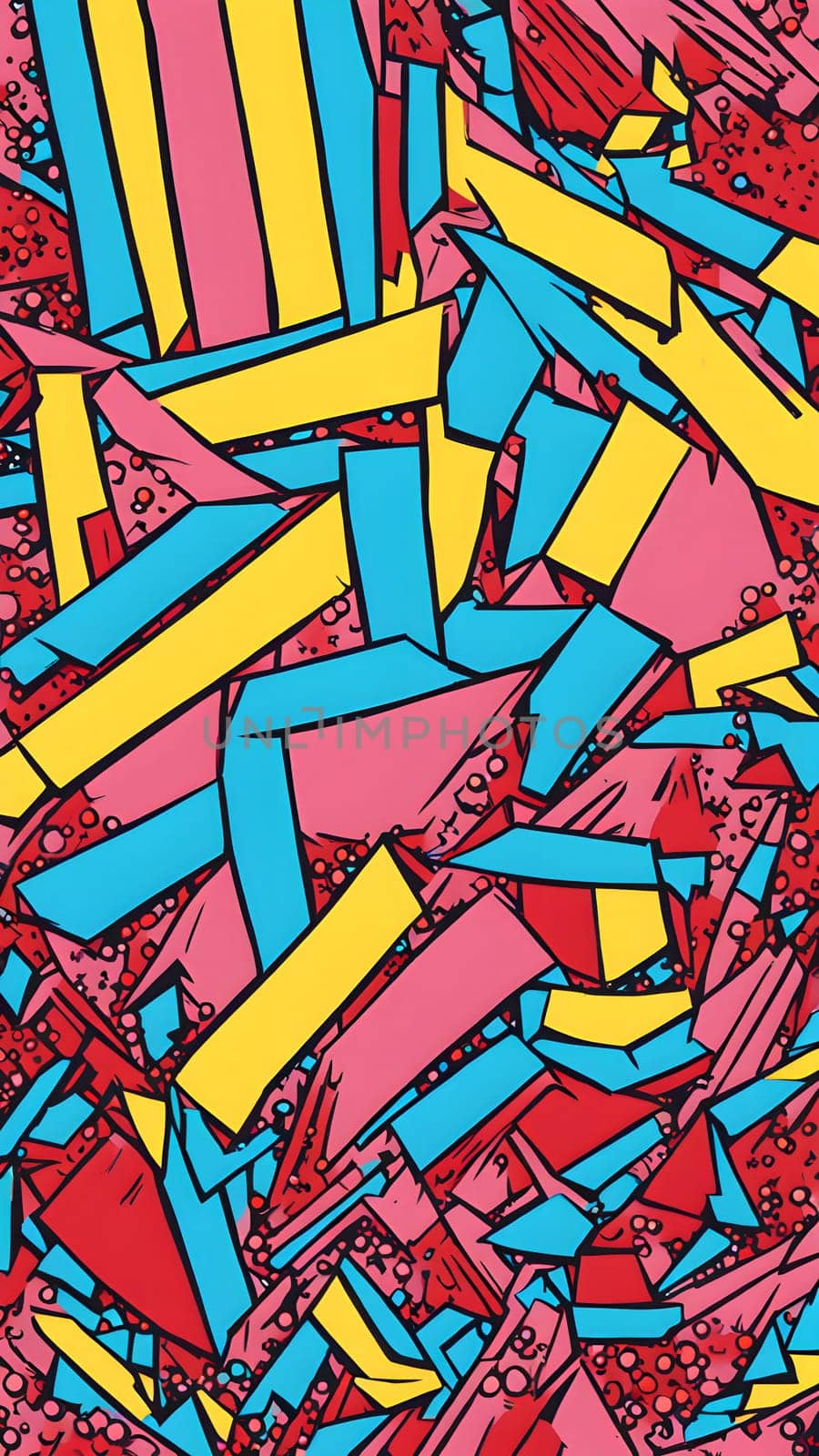 pop art wallpaper background in blue, yellow, pink and red hues