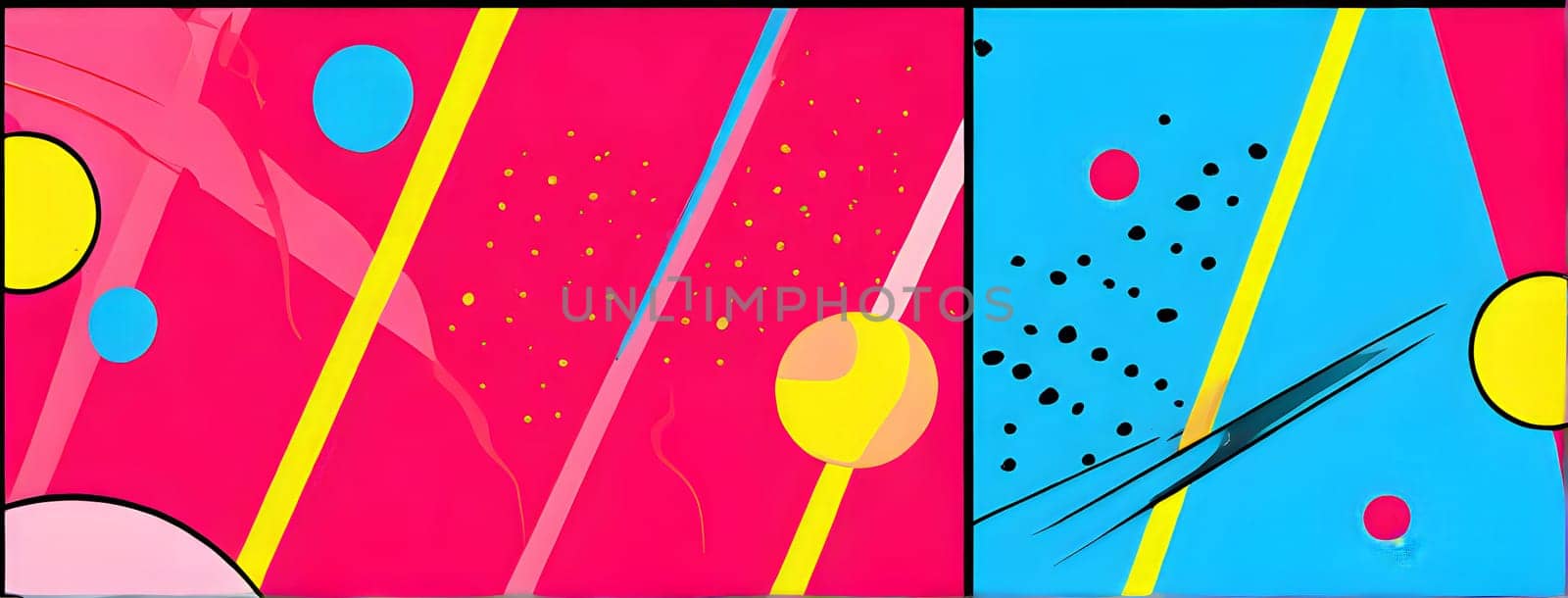 pop art wallpaper background in blue, yellow, pink and red hues