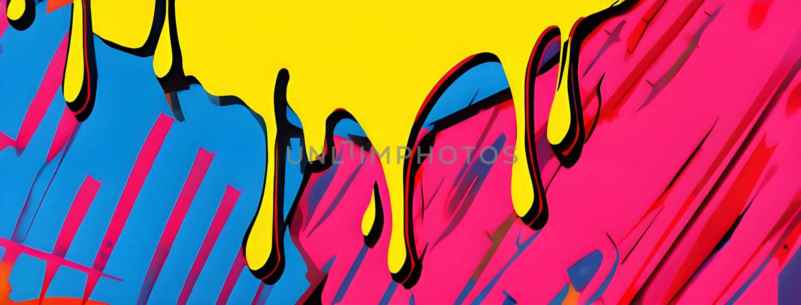 pop art wallpaper background in blue, yellow, pink and red hues