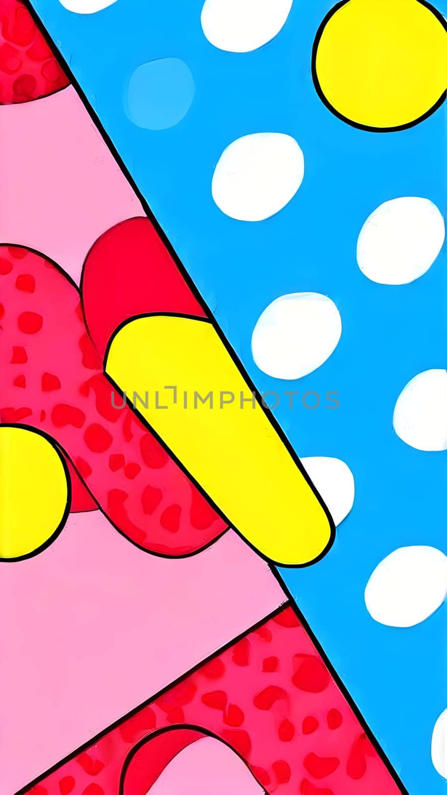 pop art wallpaper background in blue, yellow, pink and red hues