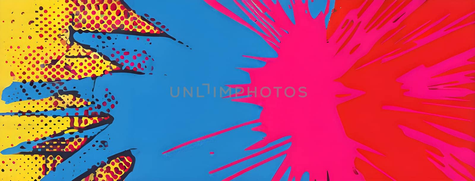 pop art wallpaper background in blue, yellow, pink and red hues