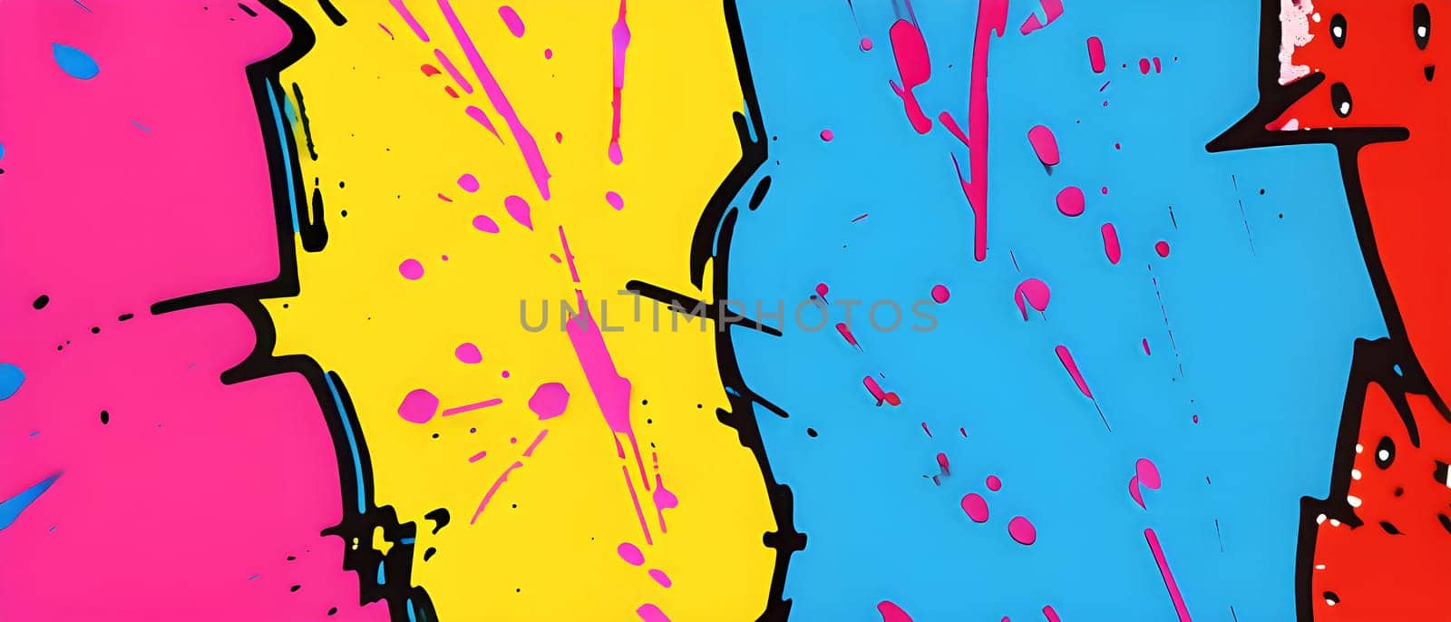 pop art wallpaper background in blue, yellow, pink and red hues