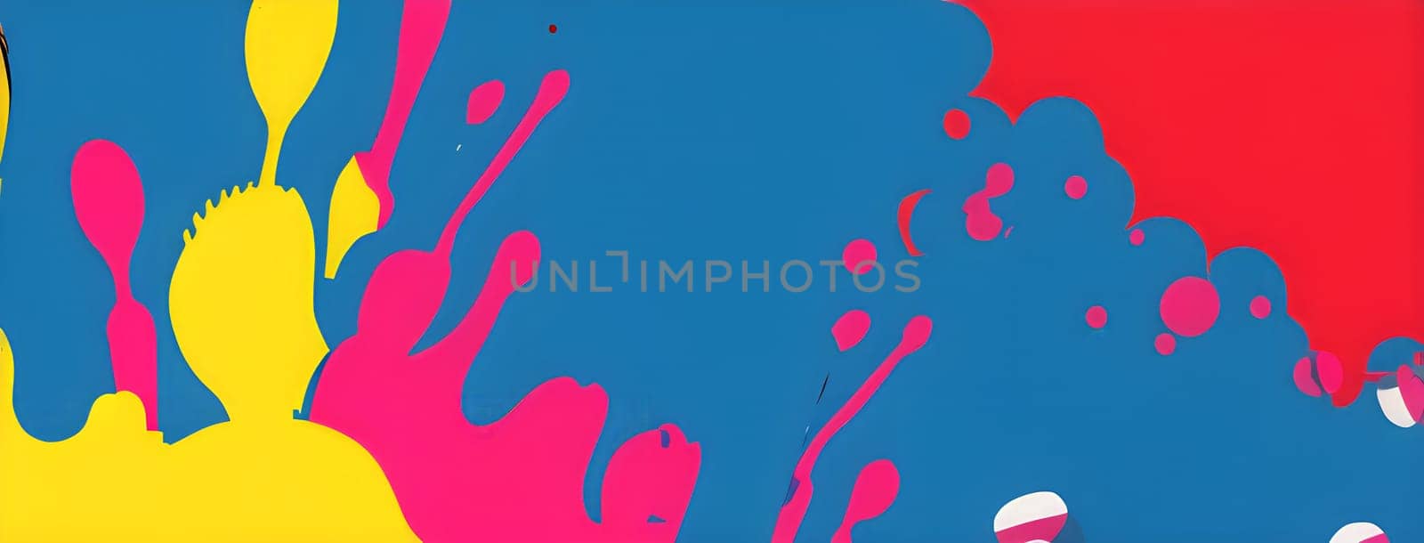 pop art wallpaper background in blue, yellow, pink and red hues