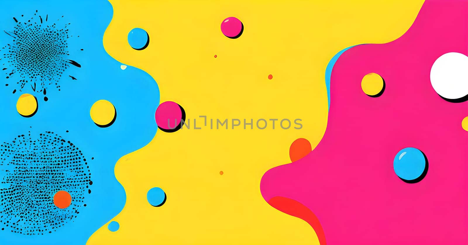 pop art wallpaper background in blue, yellow, pink and red hues