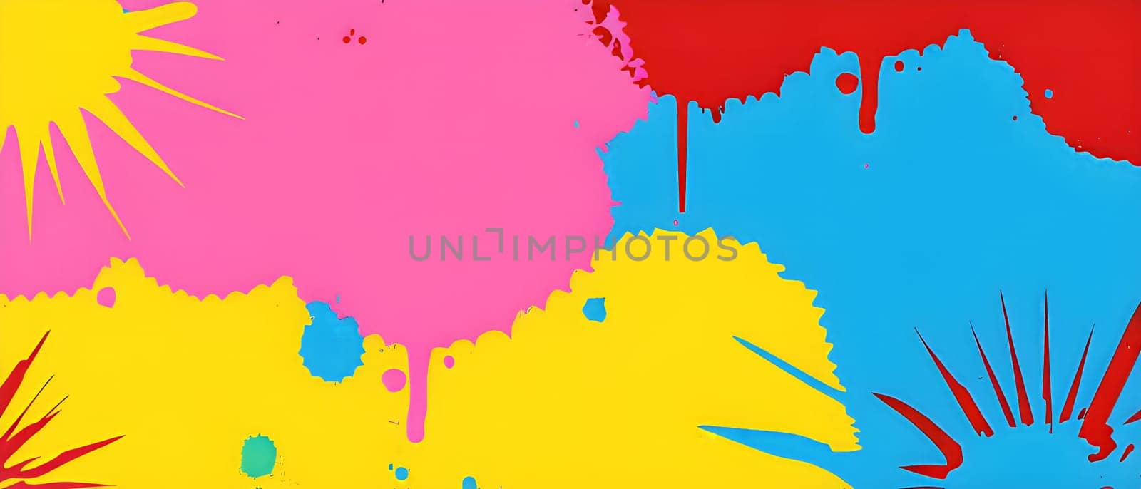 pop art wallpaper background in blue, yellow, pink and red hues