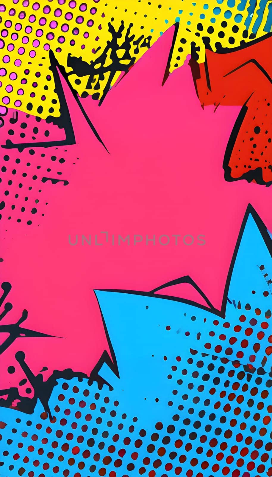 pop art wallpaper background in blue, yellow, pink and red hues
