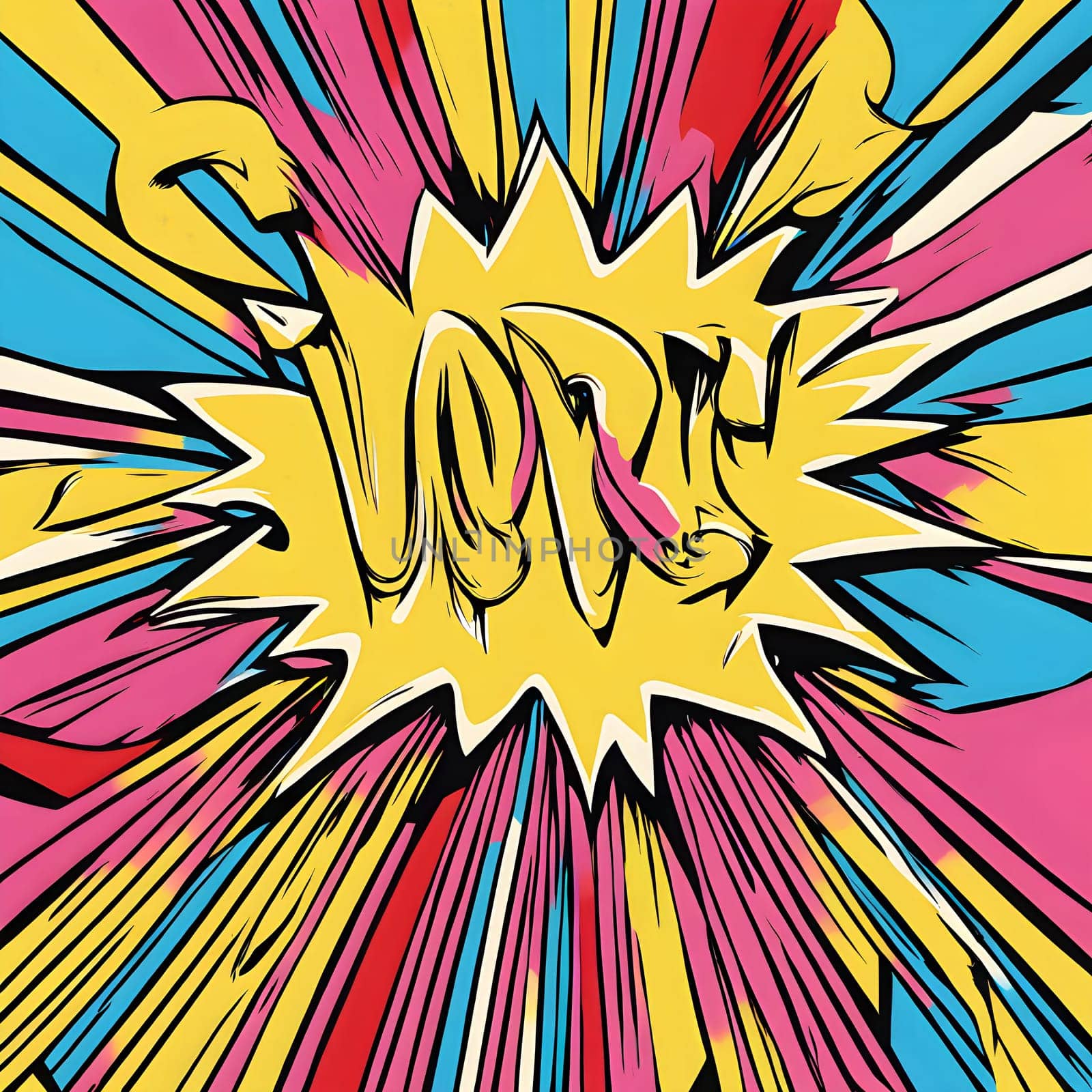 pop art wallpaper background in blue, yellow, pink and red hues