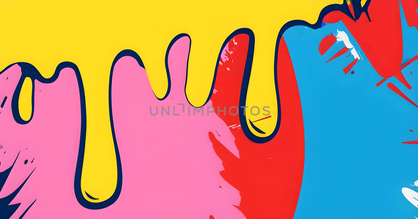 pop art wallpaper background in blue, yellow, pink and red hues
