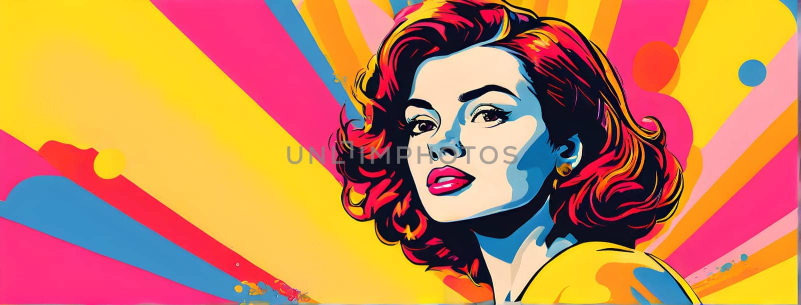 pop art wallpaper background in blue, yellow, pink and red hues