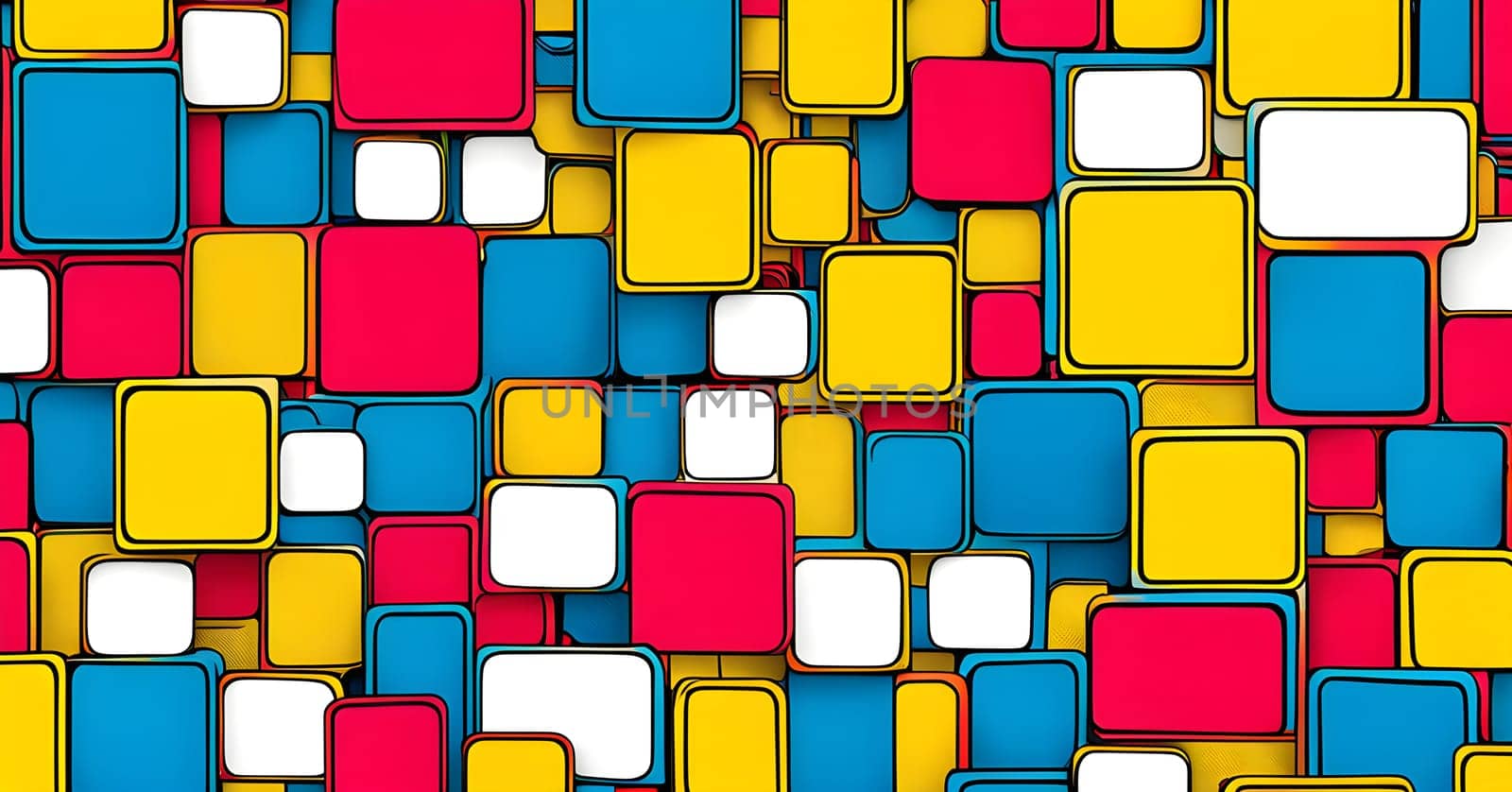 pop art wallpaper background in blue, yellow, pink and red hues