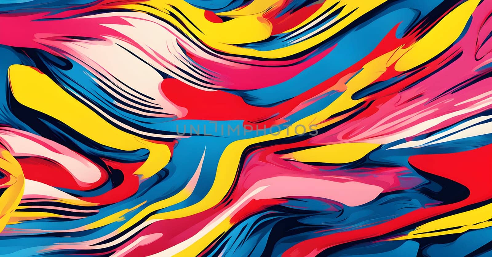 pop art wallpaper background in blue, yellow, pink and red hues