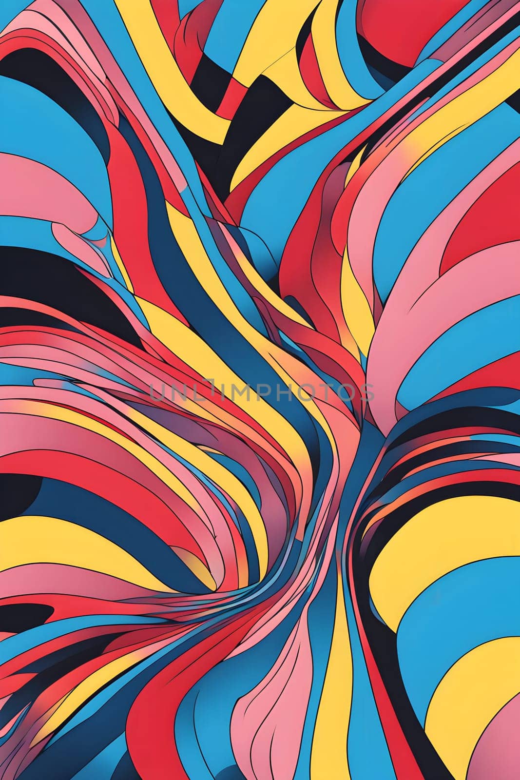 pop art wallpaper background in blue, yellow, pink and red hues
