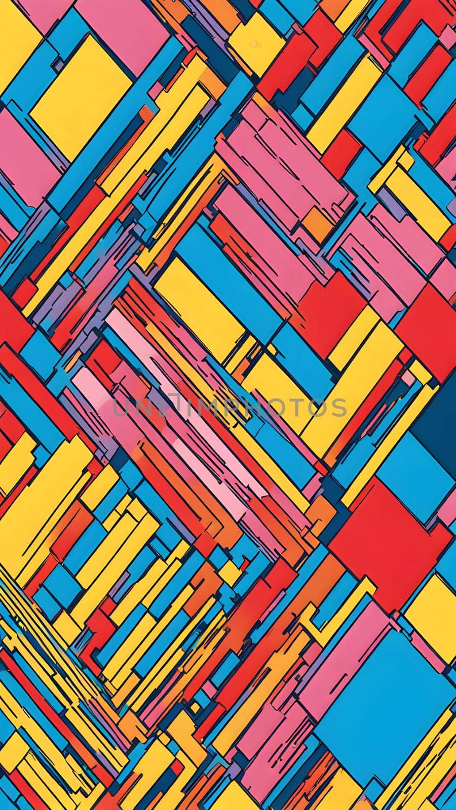 pop art wallpaper background in blue, yellow, pink and red hues