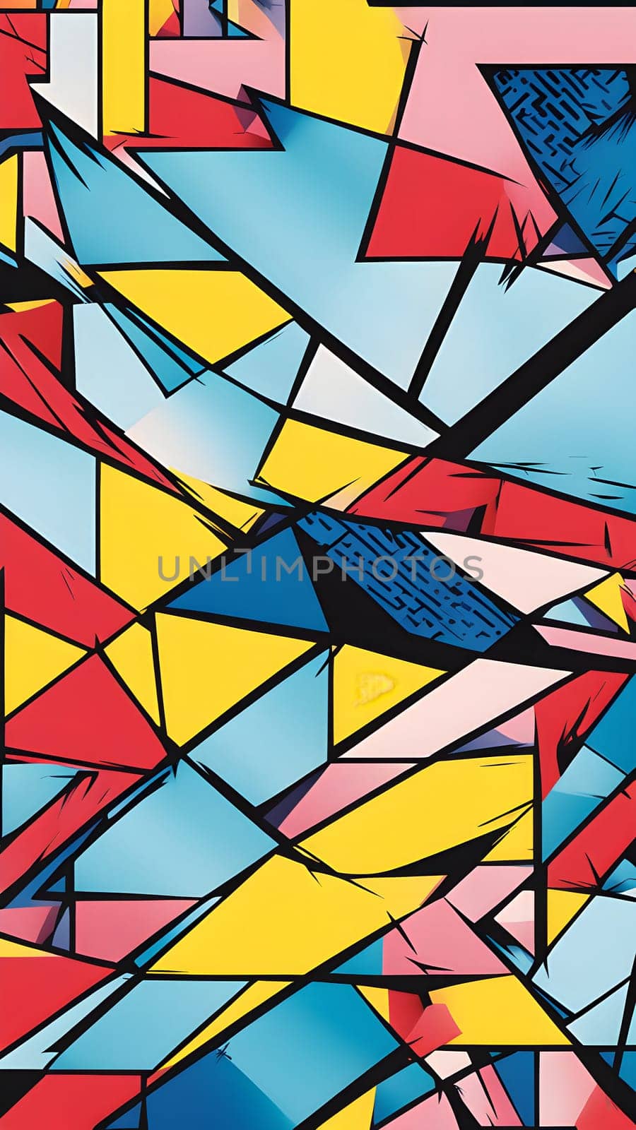 pop art wallpaper background in blue, yellow, pink and red hues
