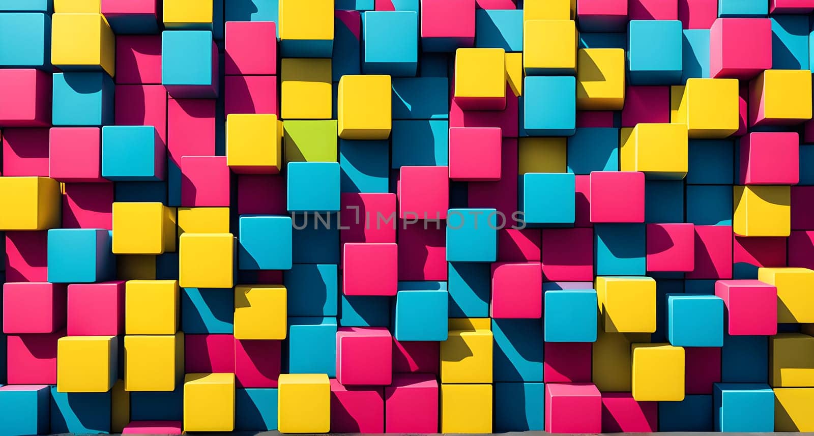 pop art wallpaper background in blue, yellow, pink and red hues