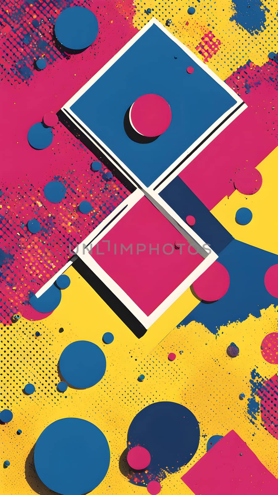 pop art wallpaper background in blue, yellow, pink and red hues