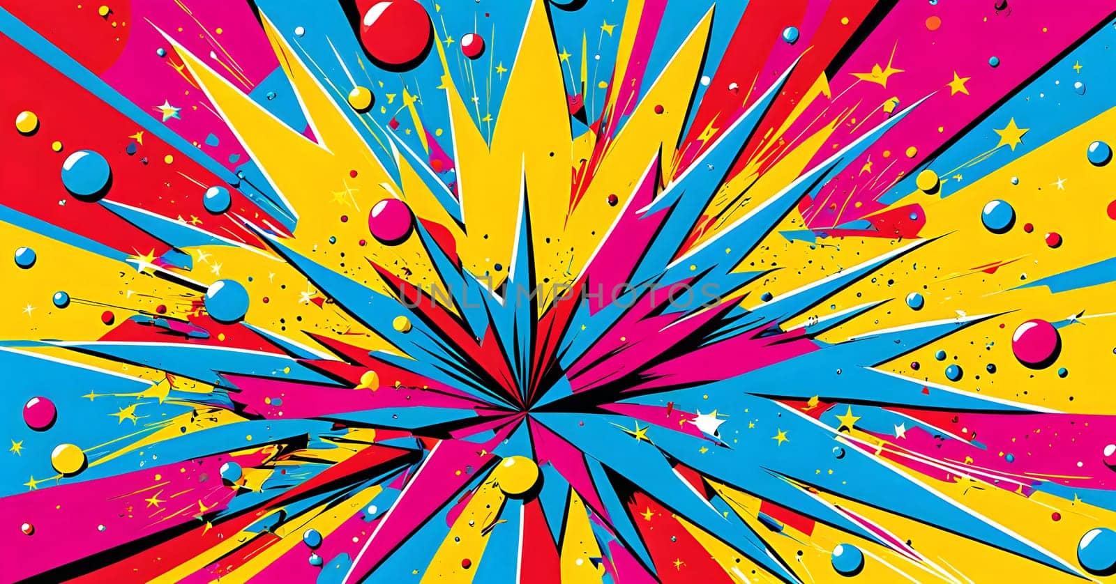pop art wallpaper background in blue, yellow, pink and red hues