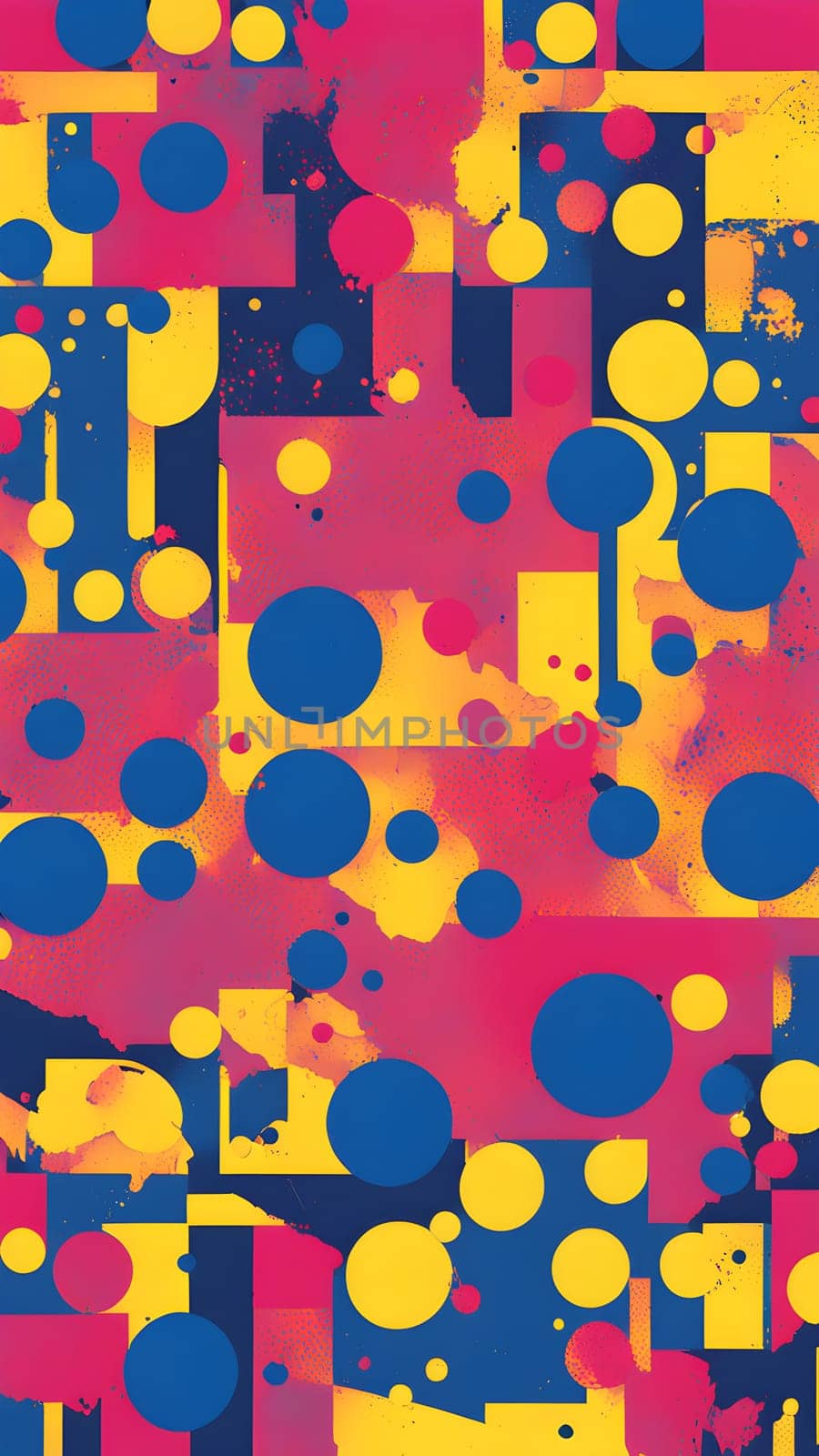 pop art wallpaper background in blue, yellow, pink and red hues