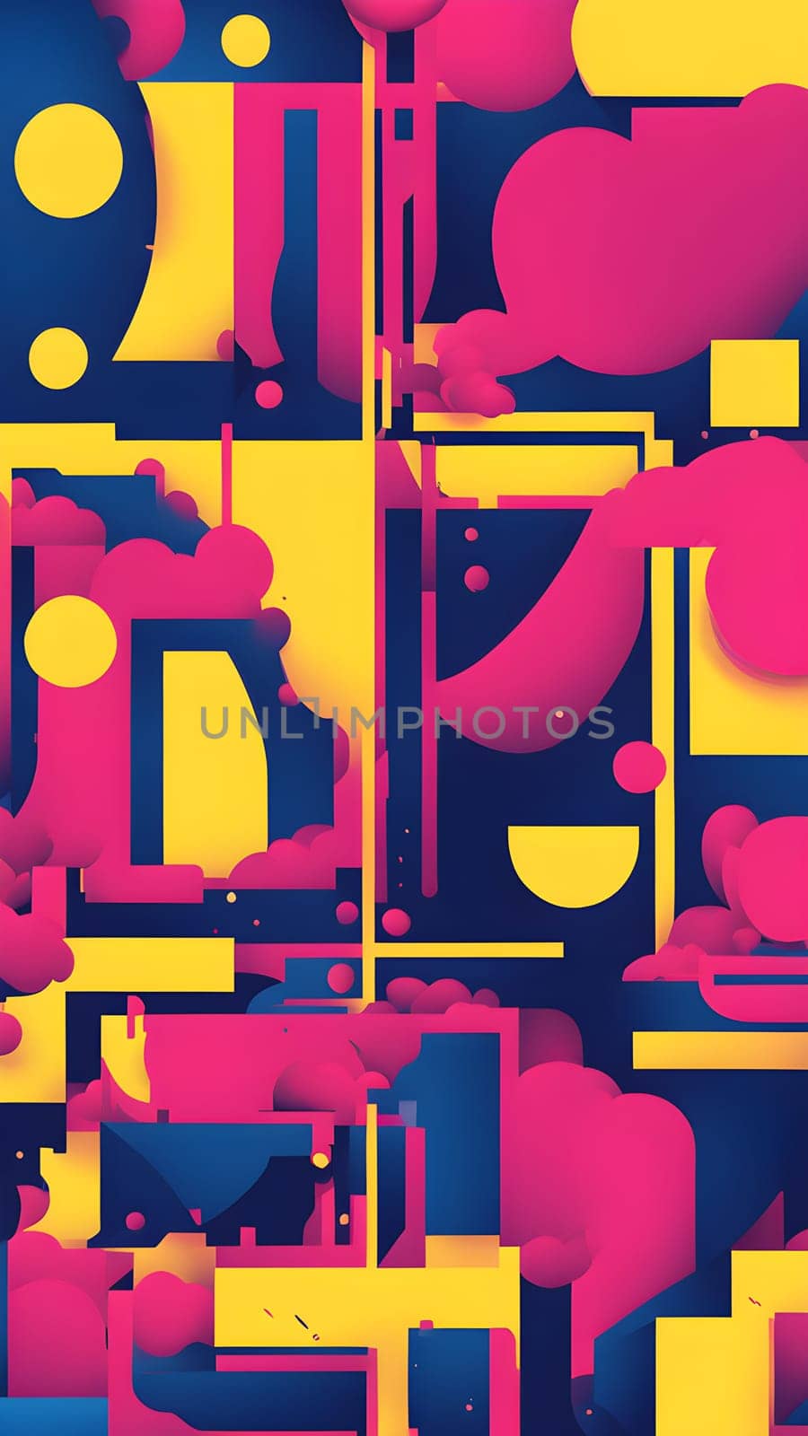 pop art wallpaper background in blue, yellow, pink and red hues
