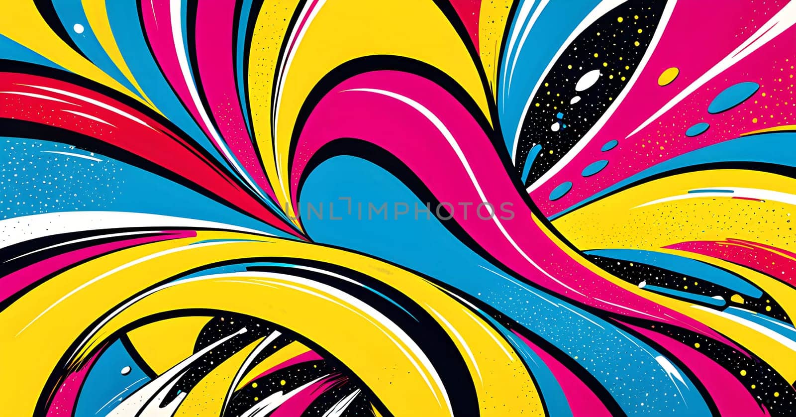 pop art wallpaper background in blue, yellow, pink and red hues