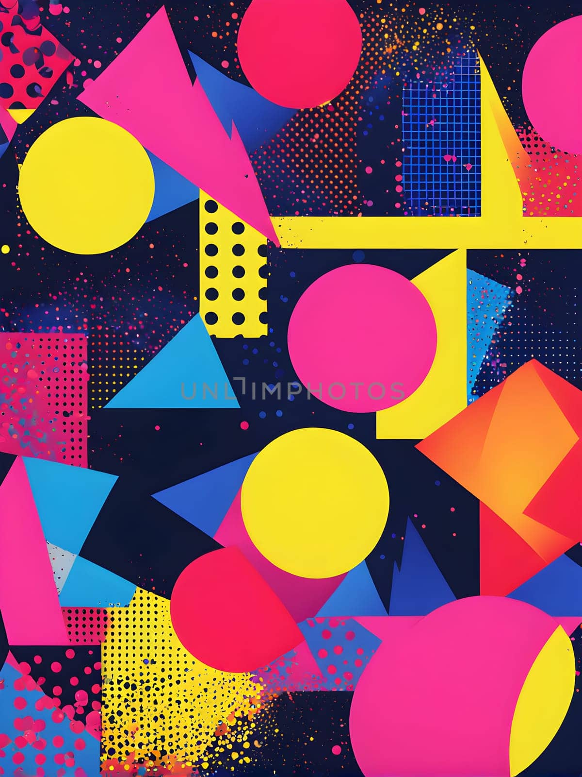 pop art wallpaper background in blue, yellow, pink and red hues