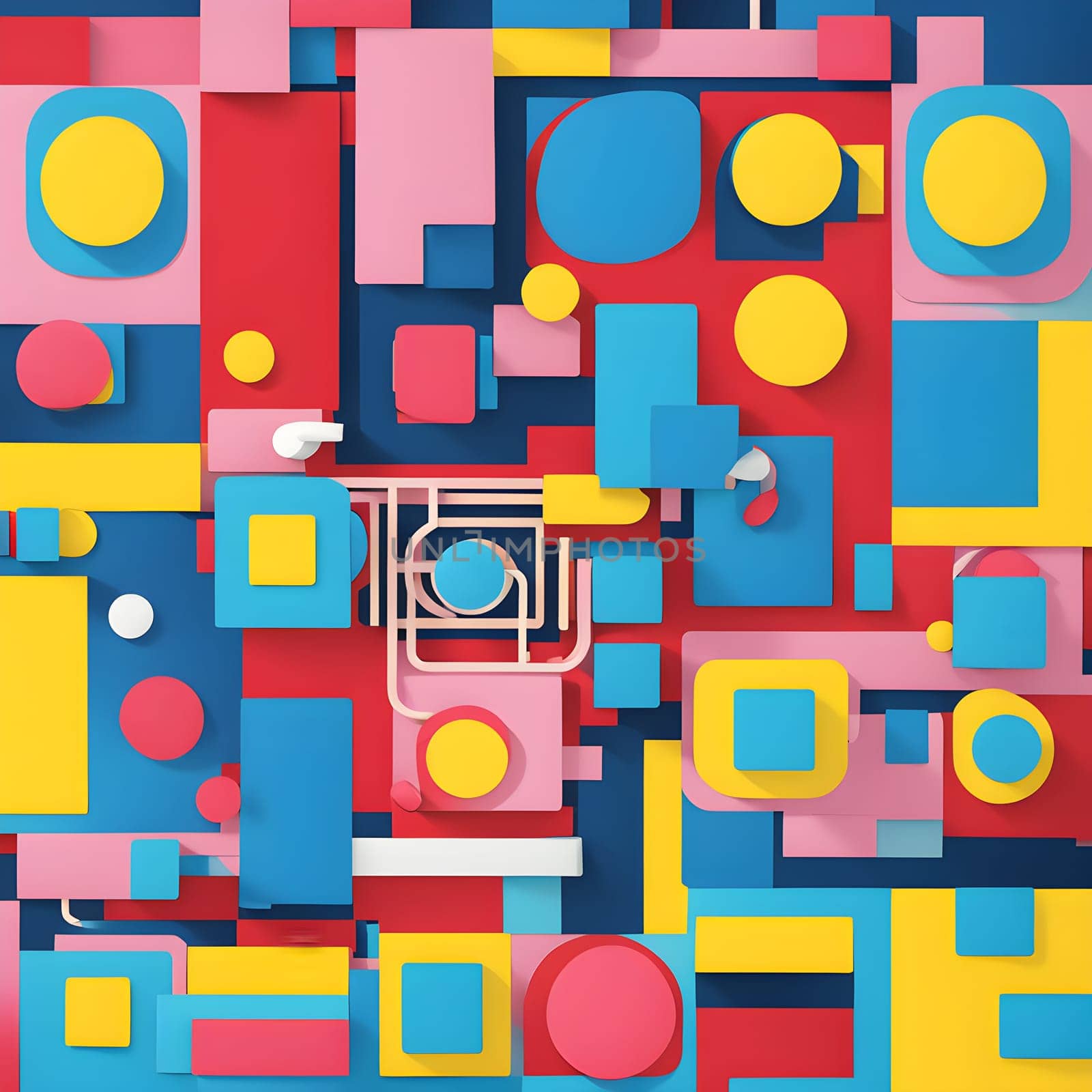pop art wallpaper background in blue, yellow, pink and red hues