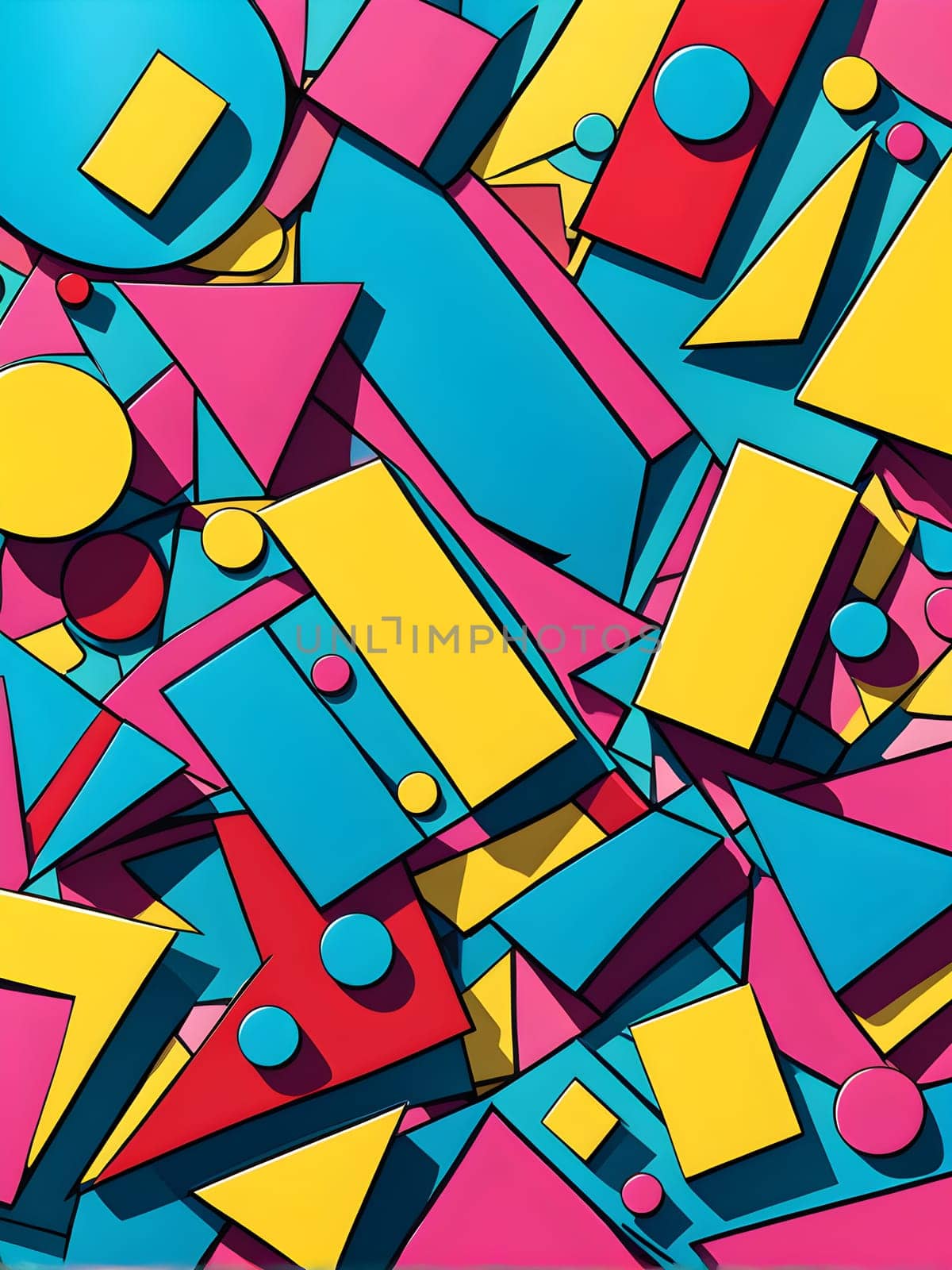 pop art wallpaper background in blue, yellow, pink and red hues