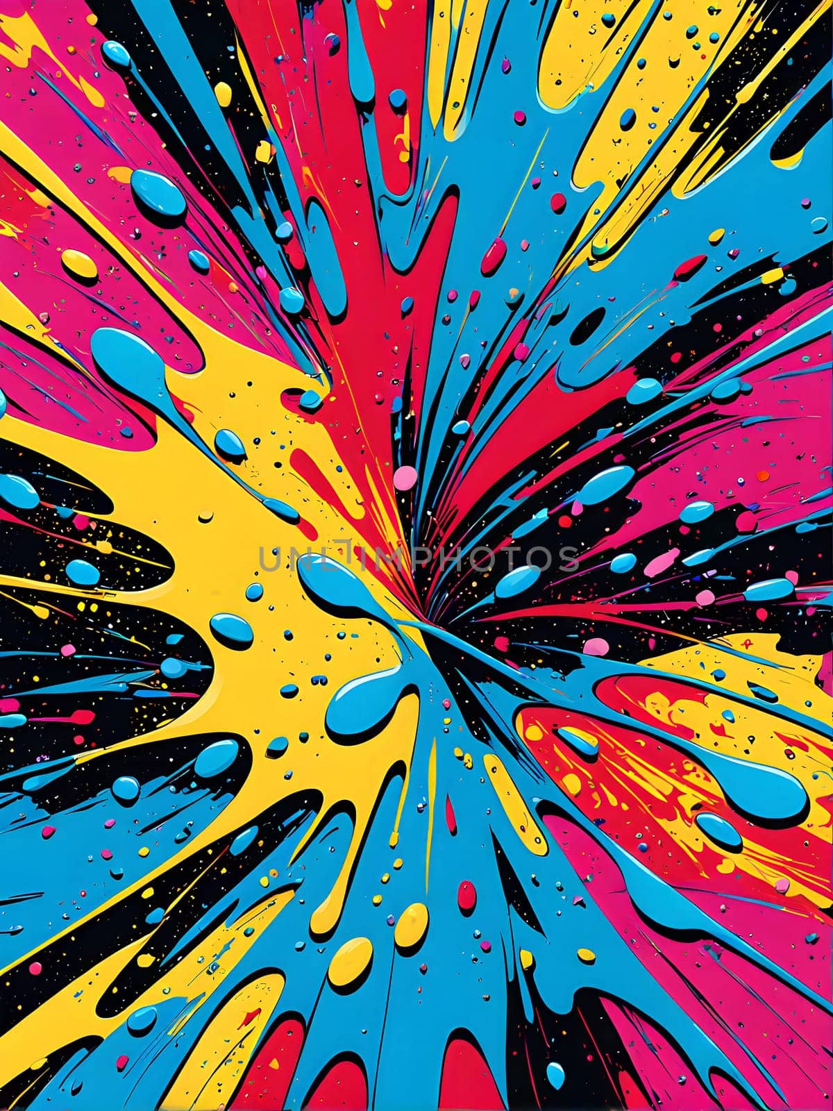 pop art wallpaper background in blue, yellow, pink and red hues