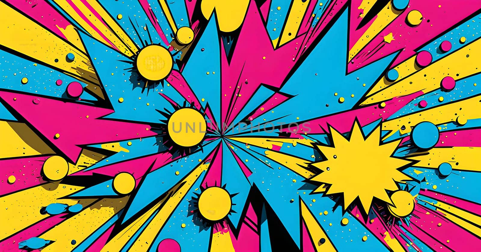 pop art wallpaper background in blue, yellow, pink and red hues