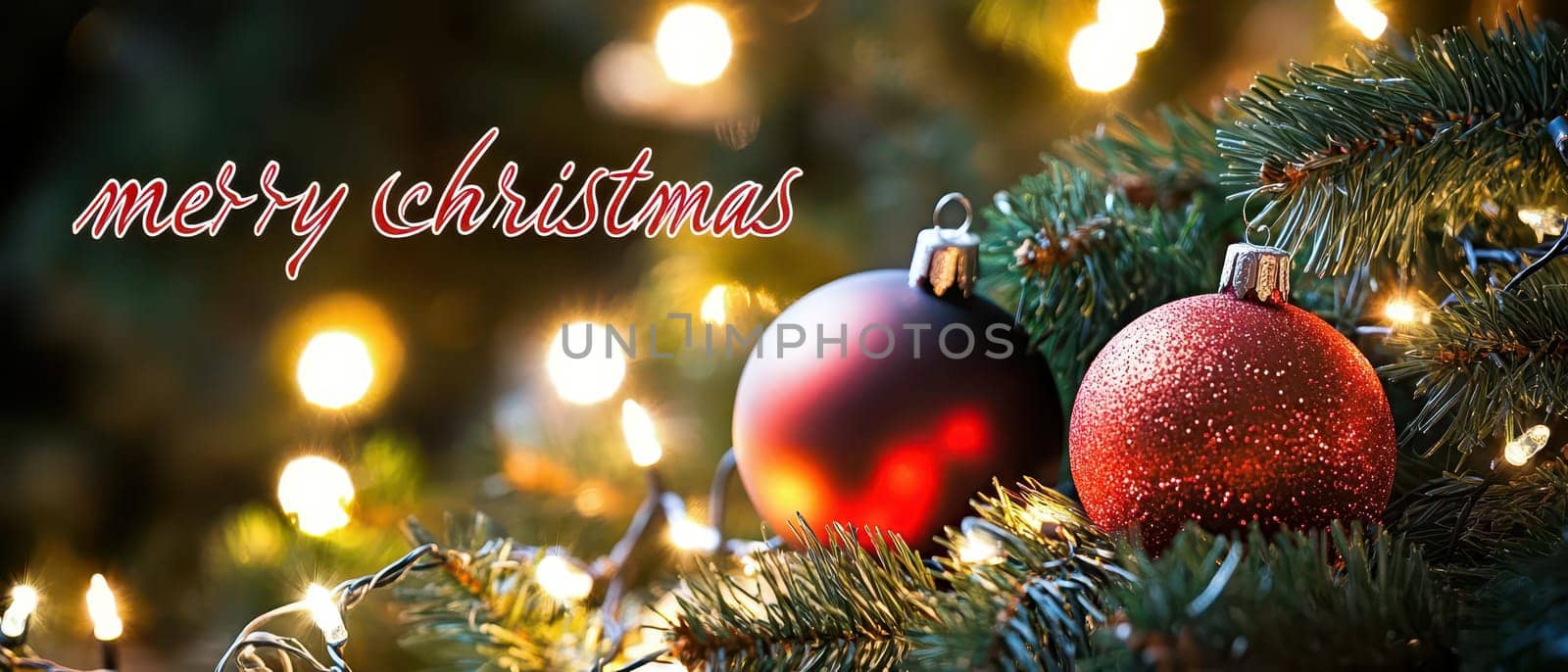 Brightly colored ornaments hang from a beautifully adorned tree surrounded by soft glowing lights creating a festive holiday atmosphere.