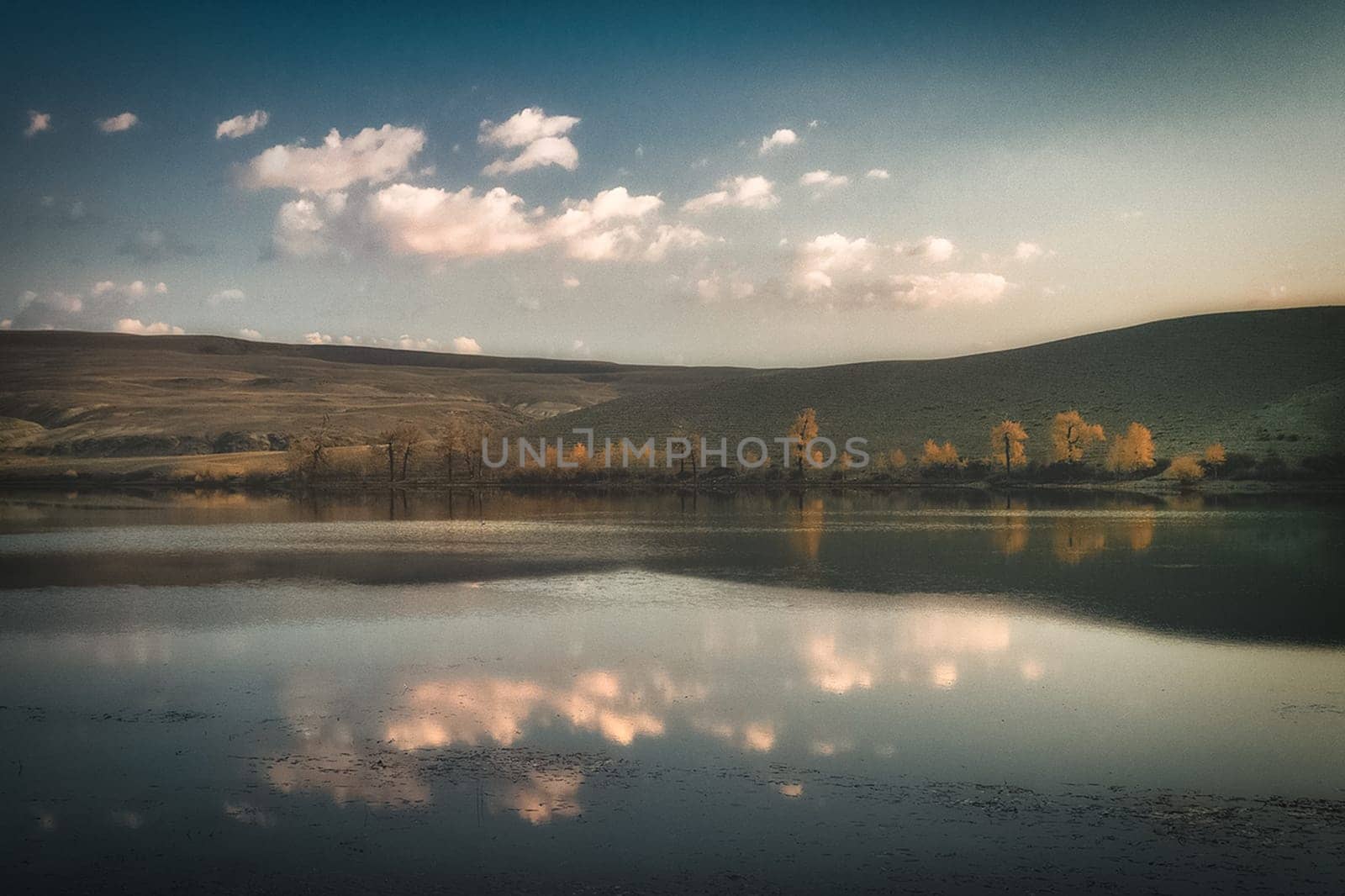 Mountain lake among the mountains on altai. The water surface of the lake.