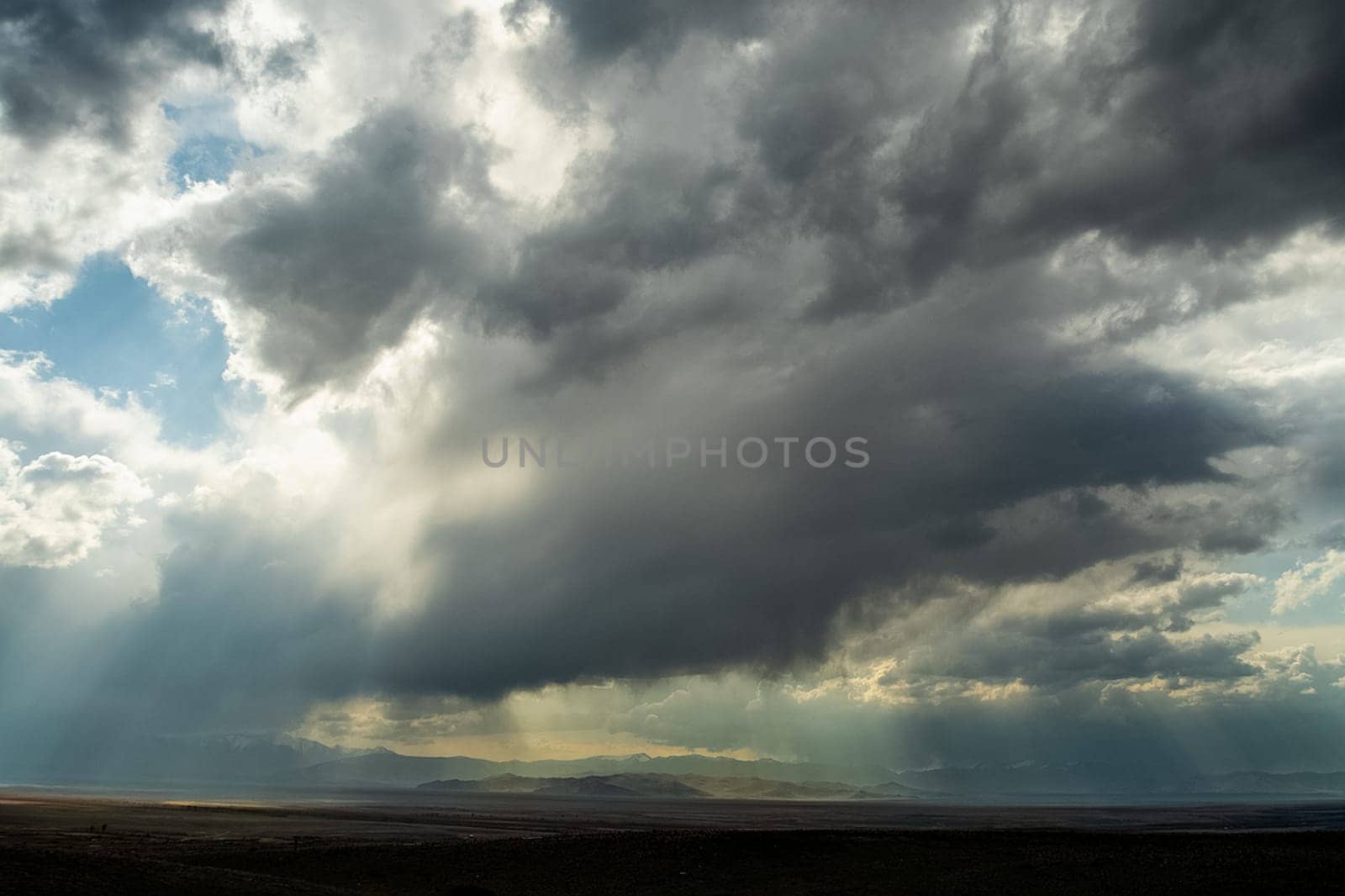 The sky is in the clouds above the altai mountains.