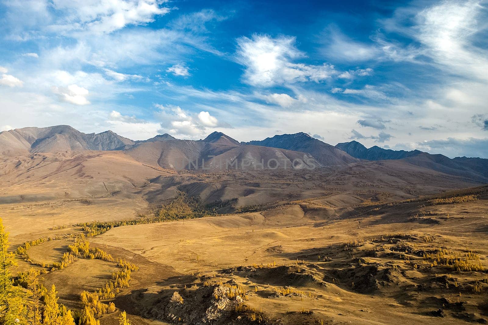 The altai mountains. The landscape of nature on the Altai mountains and in the gorges between the mountains.
