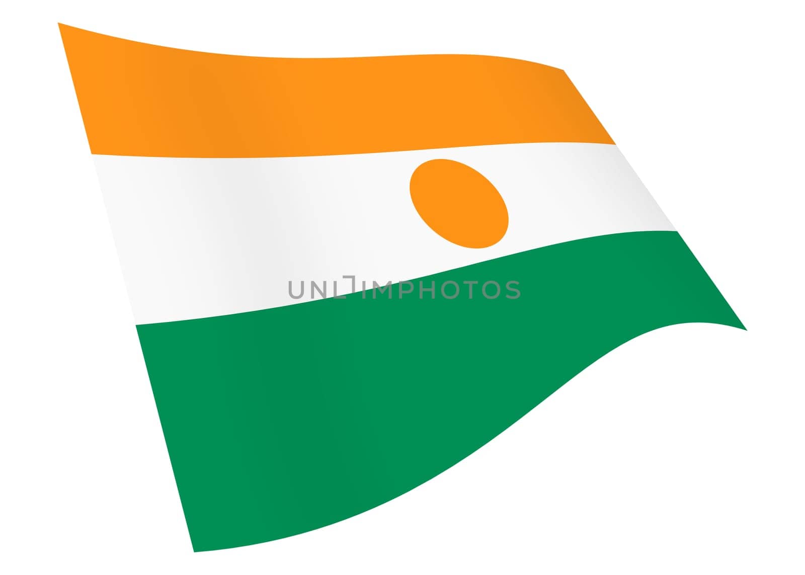 A Niger waving flag graphic isolated on white with clipping path 3d illustration