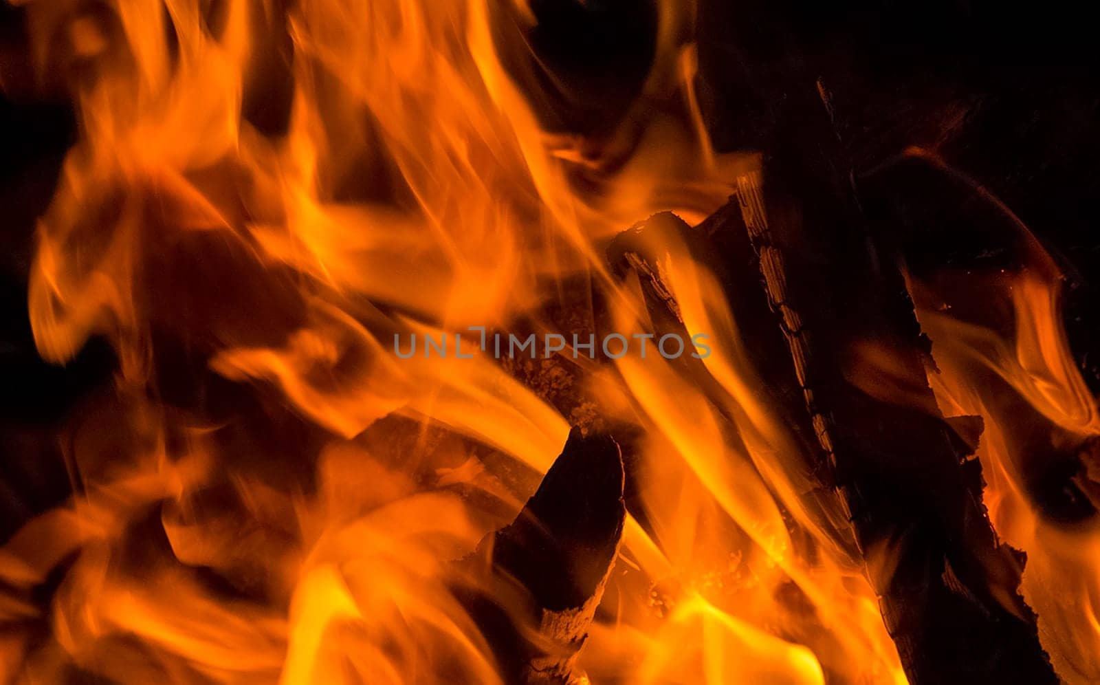 Fire of fire, burning logs of firewood.