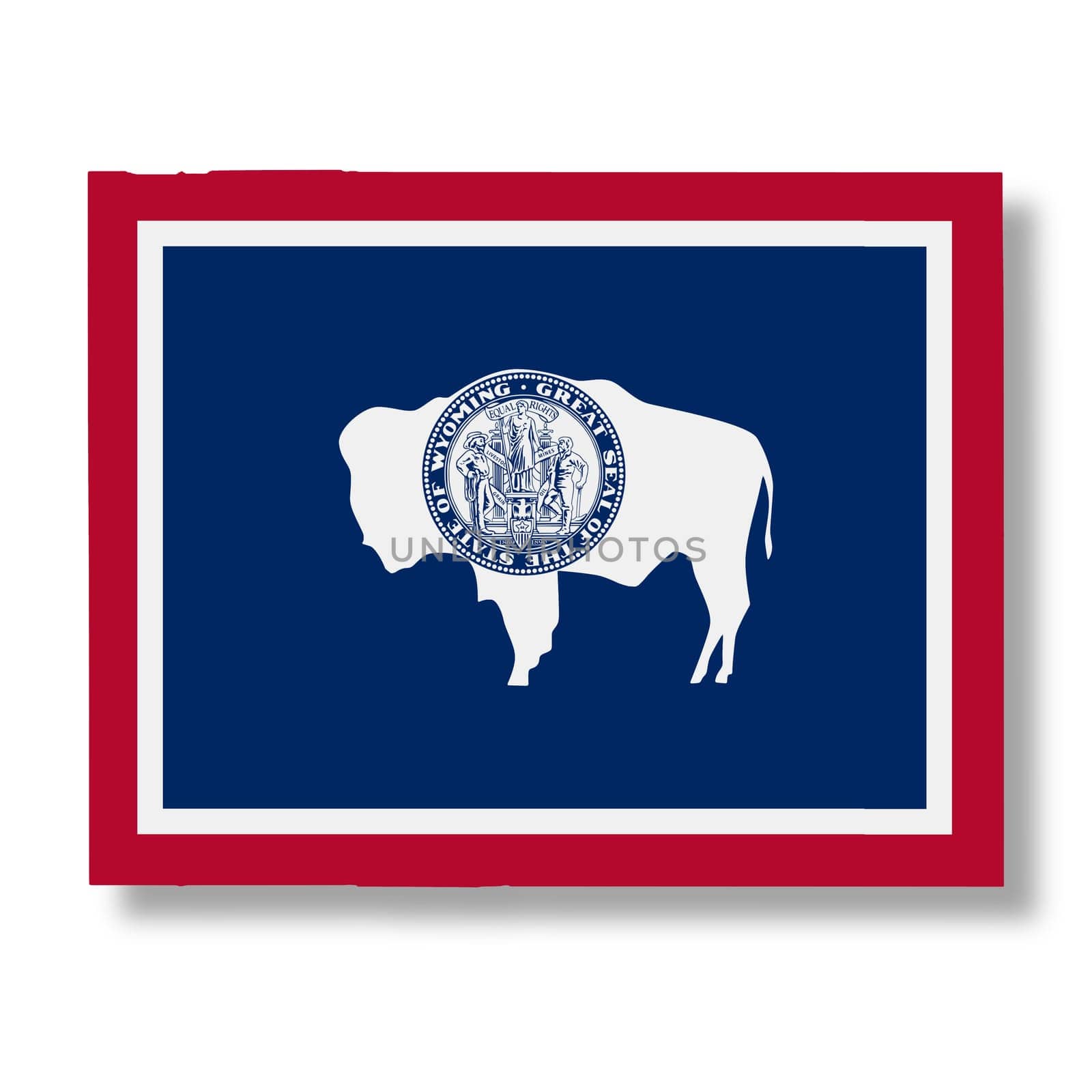 A Wyoming State flag map Illustration with clipping path