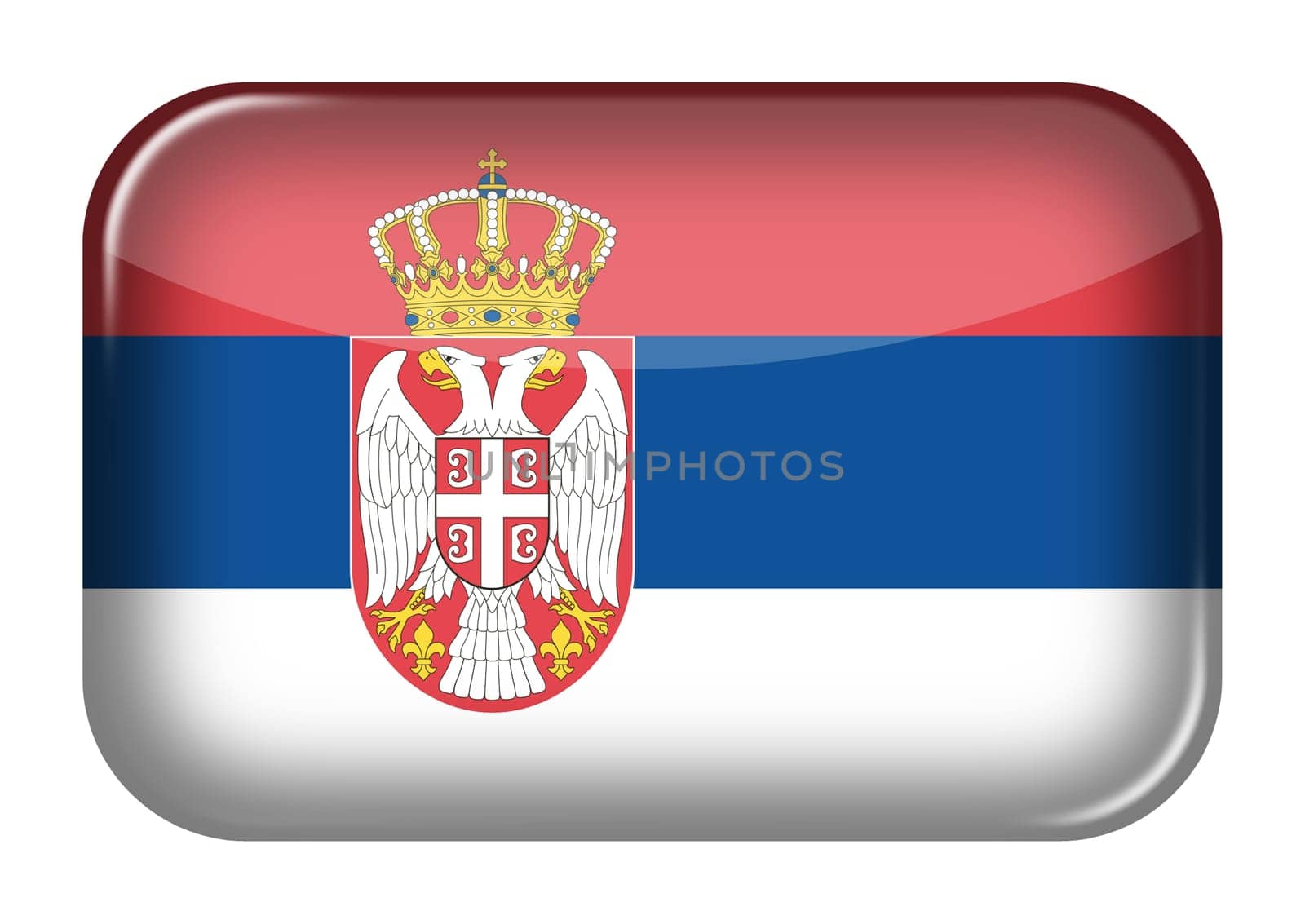 A Serbia web icon rectangle button with clipping path 3d illustration