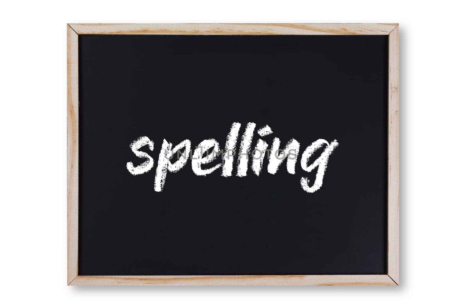 A spelling word in chalk on chalkboard with clipping path to remove shadow
