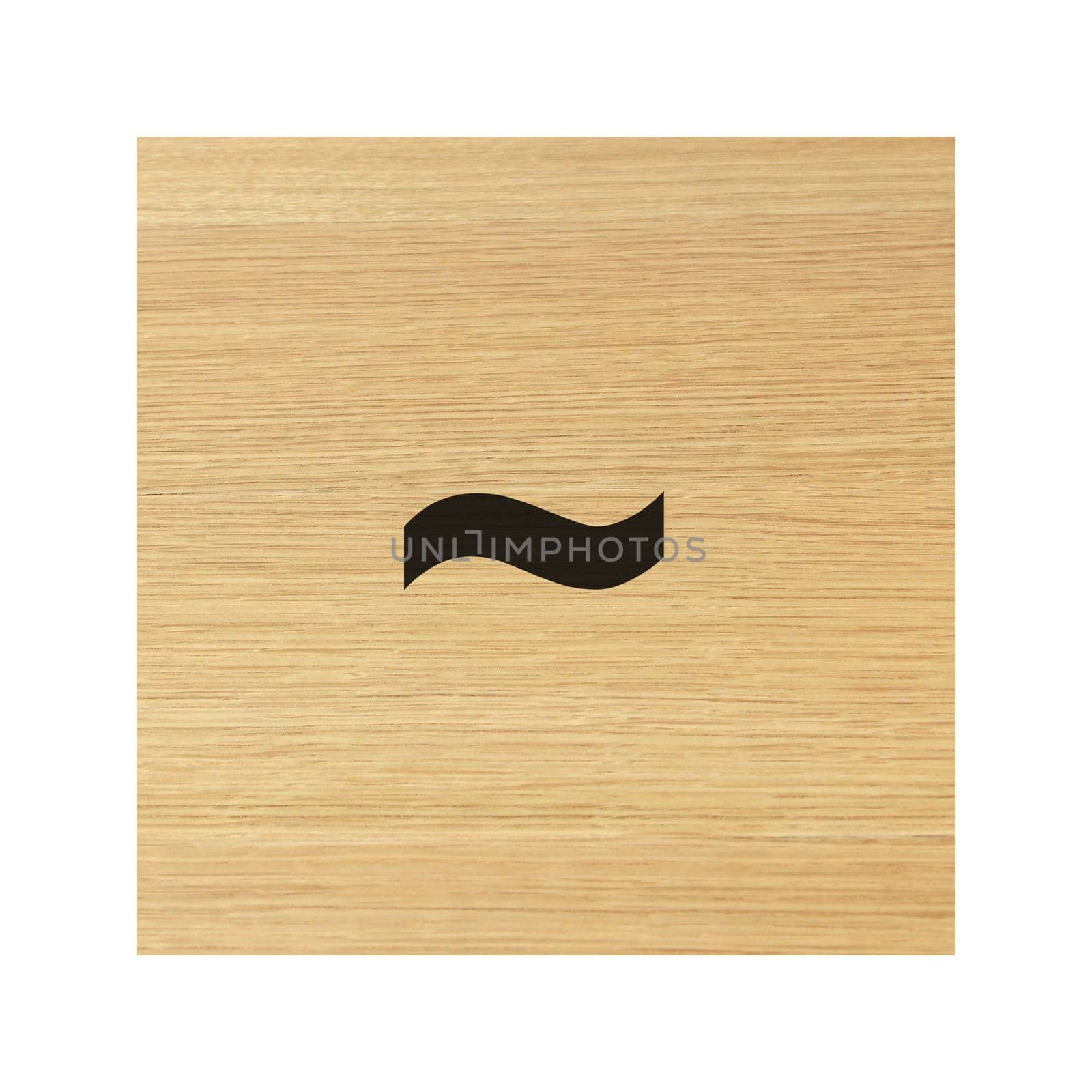 A tilde operator sign on childs wood block on white with clipping path