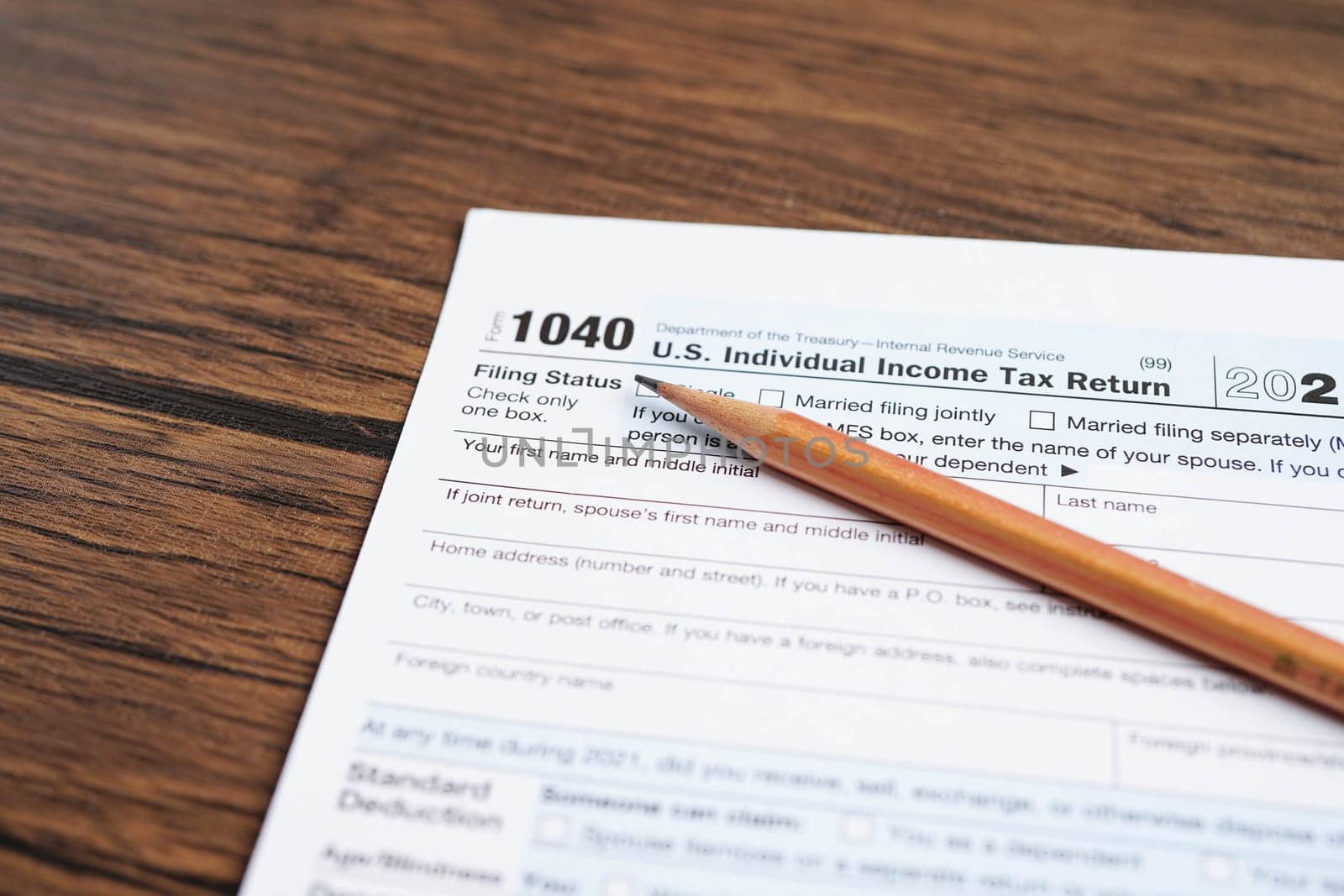 Tax form 1040 U.S. Individual Income Tax Return, business finance.