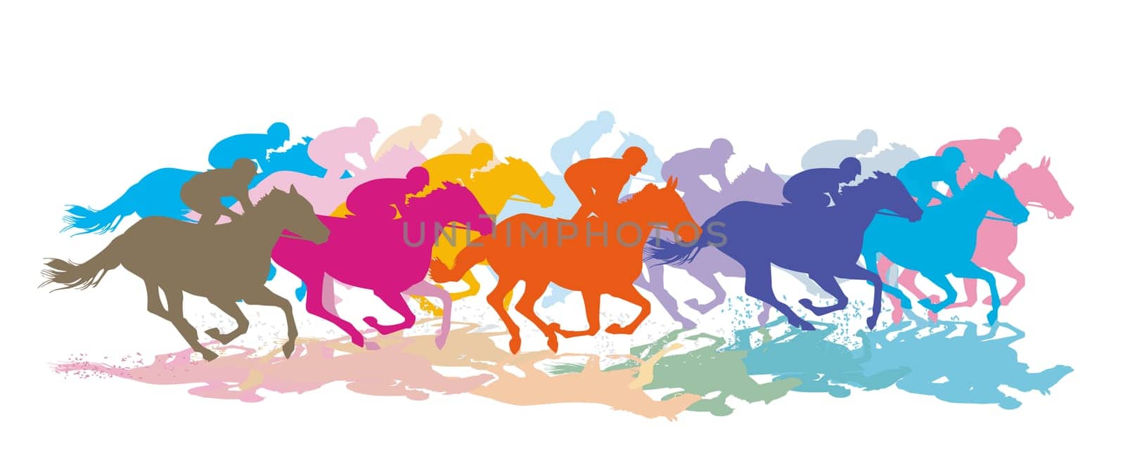 Horse racing gallop race. illustration