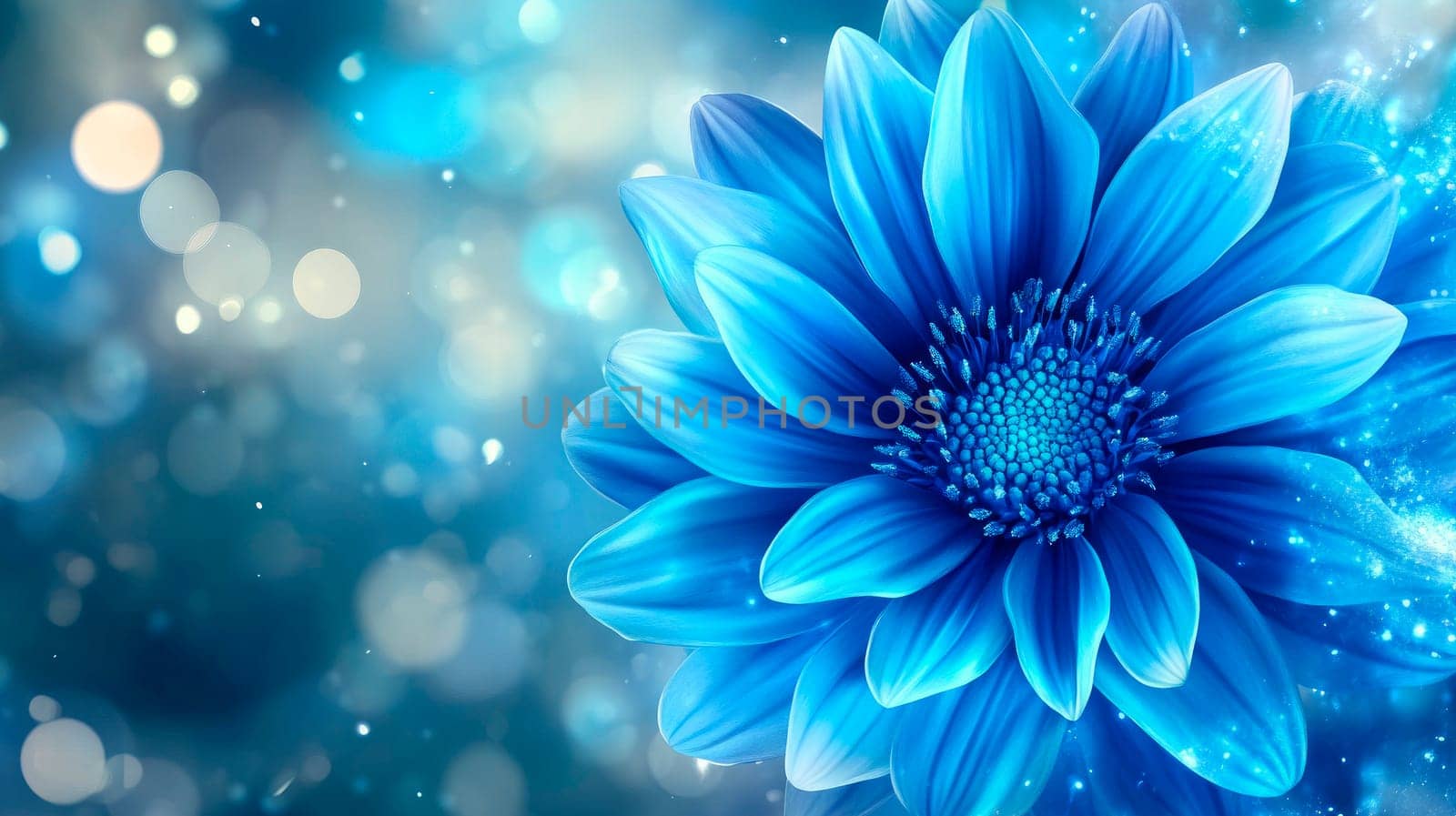 Blue cornflower flower, blurred background. Wild Blue Flowers Blooming. Closeup Image. AI generated